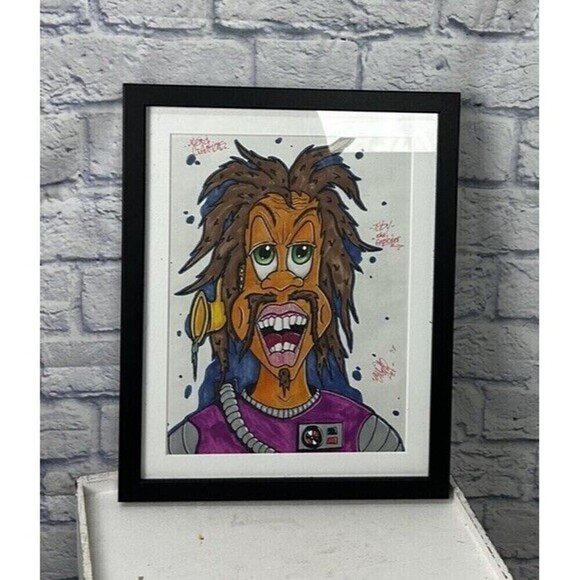 Alien Art Work Weird Creations Original Marker Drawing Signed Matted Framed - Picture 4 of 11